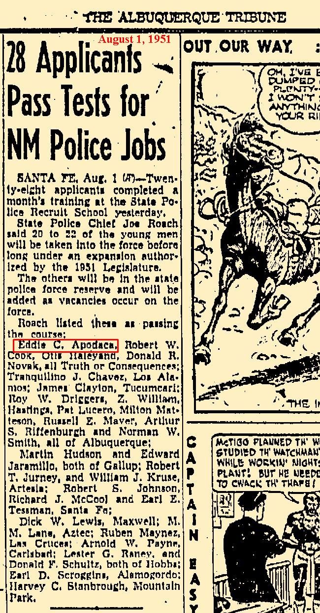 Crash Story File:                         Eddie Apodaca, the Real Policeman Who Cracked The Trinity UFO Crash Case