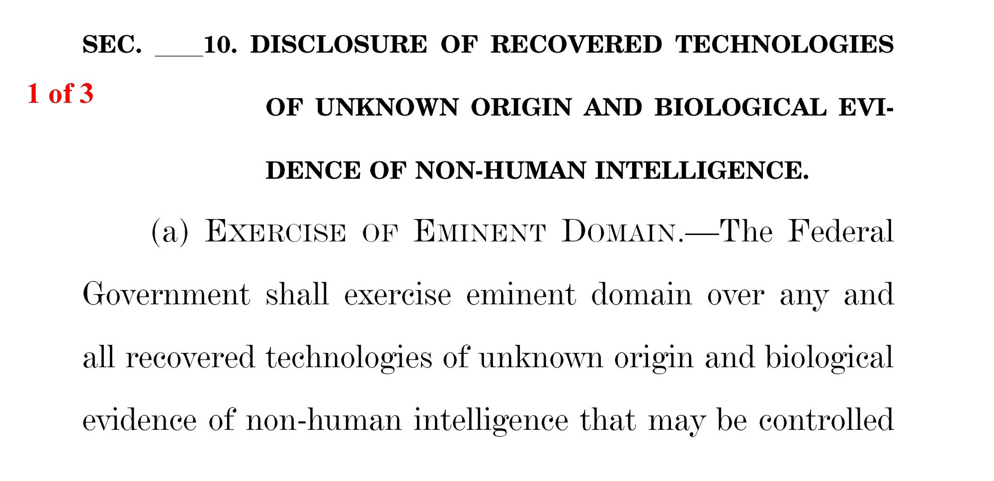 Senate Intelligence bill gives holders of "non-earth origin or exotic UAP material" six months to make it available to AARO